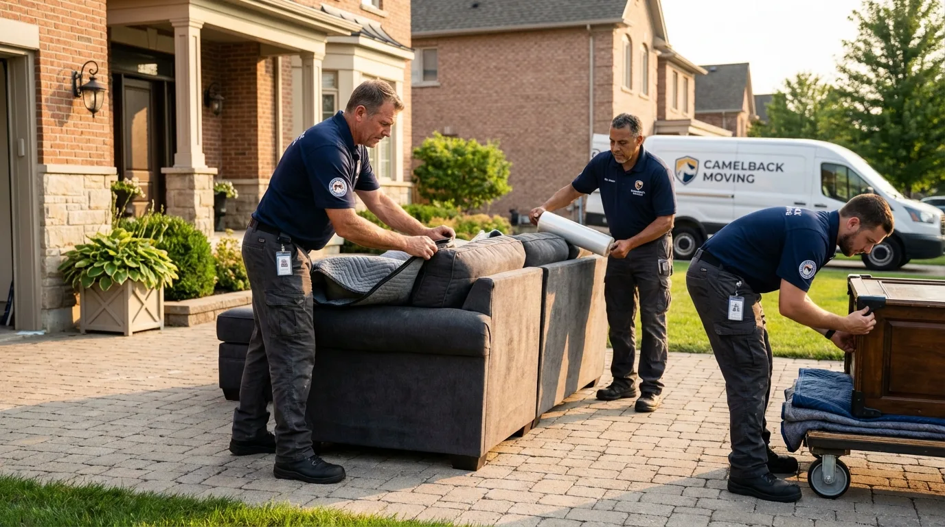 Large estate moving crew wrapping furniture in Uniontown, AL