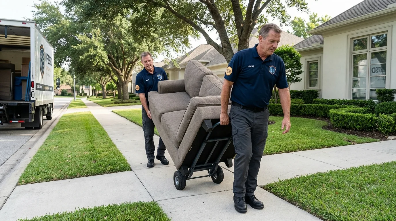 Local residential moving crew loading furniture in Uniontown, AL
